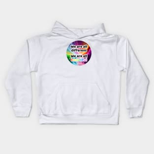 We are all different. We are all beautiful. Rainbow Clouds Circle Kids Hoodie
